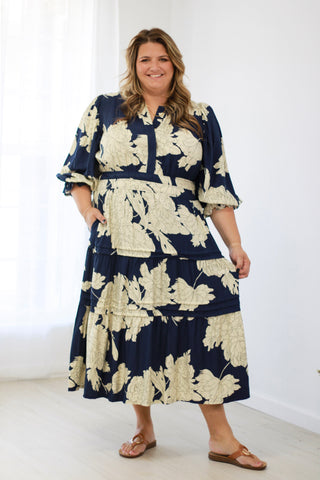 Seasons Change Navy Midi Dress