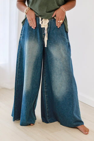 She Has it All Denim Drawstring Pants
