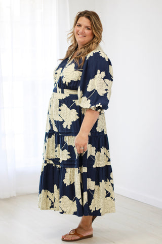 Seasons Change Navy Midi Dress