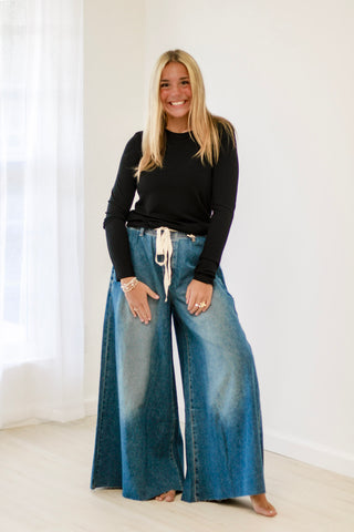 She Has it All Denim Drawstring Pants