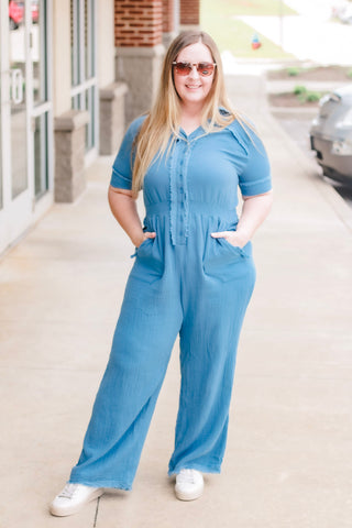 Off to Work Blue Jumpsuit
