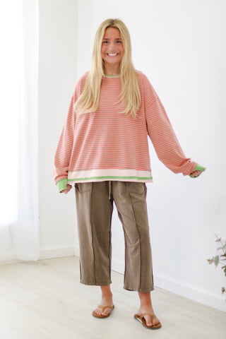 Sunday Morning Pullover in Coral Grey