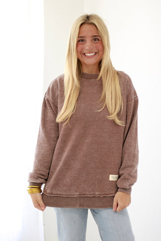 This is the One Comfy Pullover in Espresso