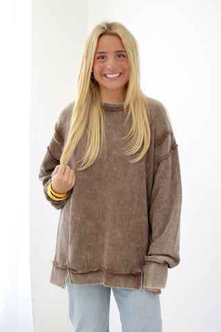 Chill Vibes Only Acid Washed Pullover