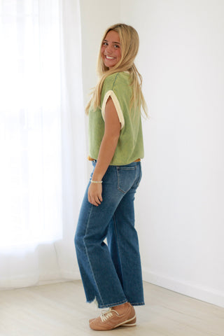 Light Up Your Life Sweater Top in Moss Green