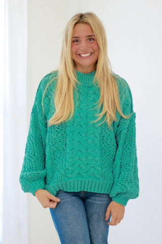 Dreaming of Fall Sweater in Aqua Teal