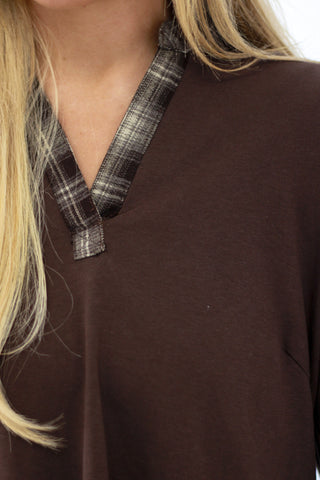 Chocolate Delight Plaid Trim Dress