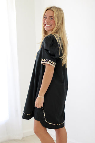 Wild about Fall Leopard Trim Dress