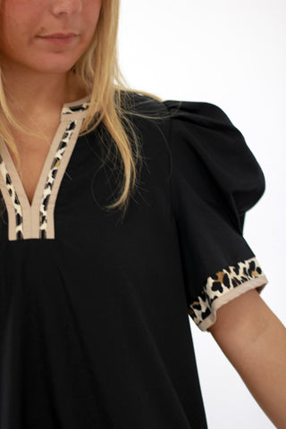 Wild about Fall Leopard Trim Dress