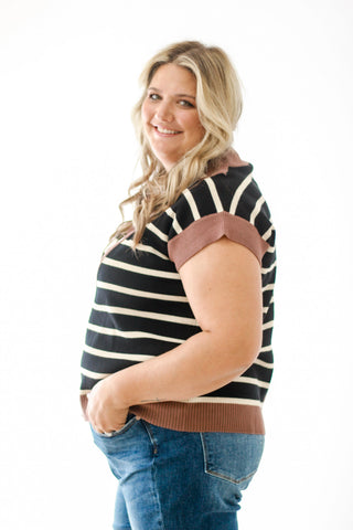 Colorblock Cropped Top in Brown