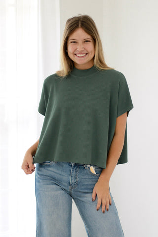 Come Sail Away Short Sleeve Sweater in Ash Jade
