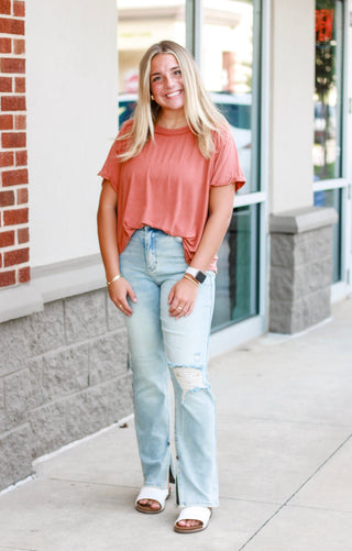 Are You Thinking About Me Mineral Wash Tee in Pumpkin Spice