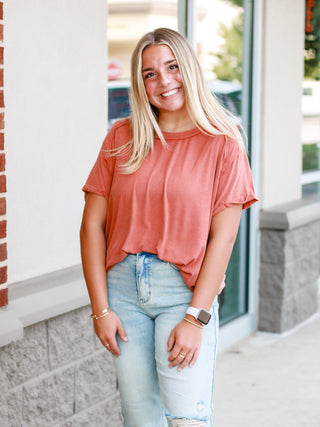 Are You Thinking About Me Mineral Wash Tee in Pumpkin Spice