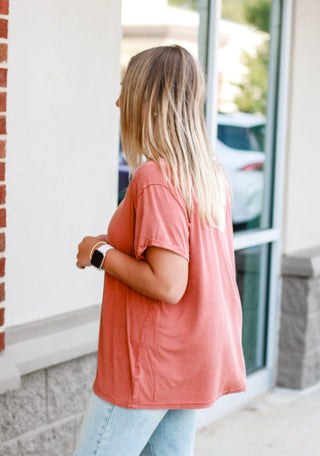 Are You Thinking About Me Mineral Wash Tee in Pumpkin Spice