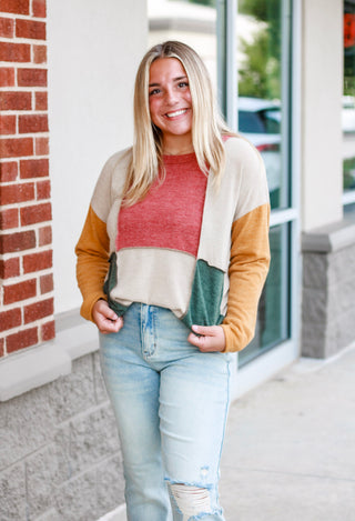 For All of Fall Color Block Top