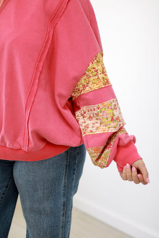 Hold My Hand Floral Pullover in Bubblegum Pink