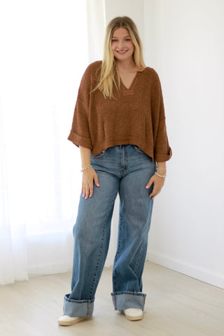 Let It Be Sweater in Deep Camel