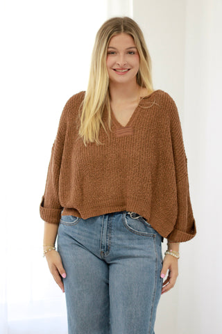 Let It Be Sweater in Deep Camel