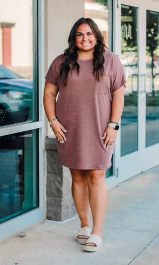Relying On Ribbed Dress in Rust