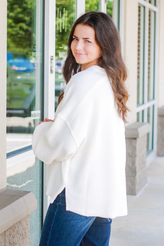 Fall Days Relaxed Henley Top in Cream