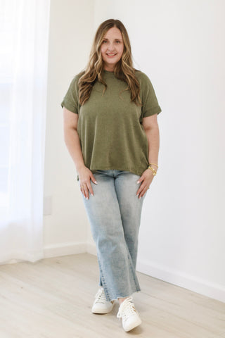 Do You Believe in Love Ribbed Top in Olive