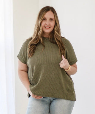 Do You Believe in Love Ribbed Top in Olive