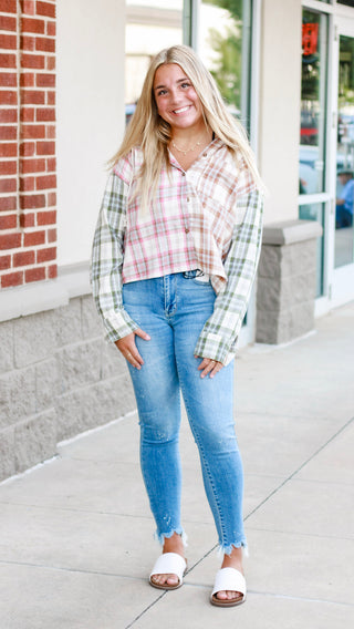 Breath of Fresh Air Cropped Plaid Jacket