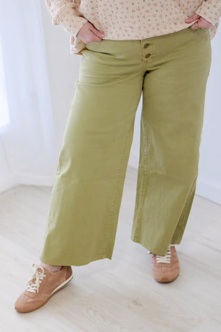 Downtown Vibes Wide Leg Pants in Shadow Green