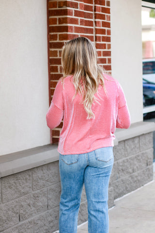 Night Moves Ribbed Top in Ruby