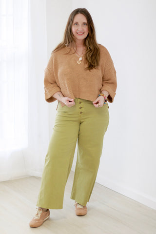 Downtown Vibes Wide Leg Pants in Shadow Green