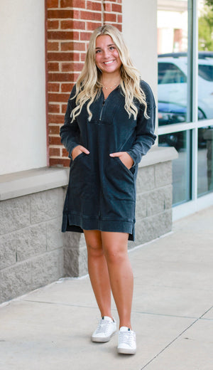 Wind Down Dress in Charcoal
