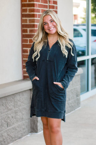 Wind Down Dress in Charcoal