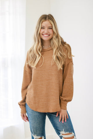 The Future of Fall Ribbed Top in Tan