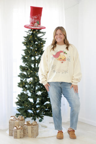 Vintage Santa Rhinestone Fleece in Cream