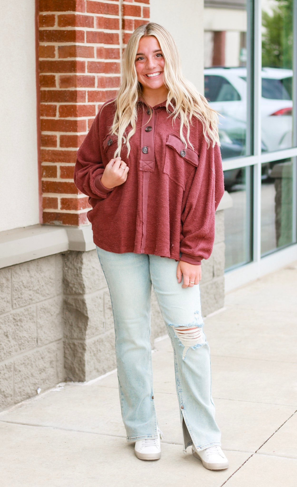 Go All Out Burgundy Pullover