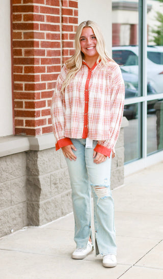 You're My First Love Plaid Blouse