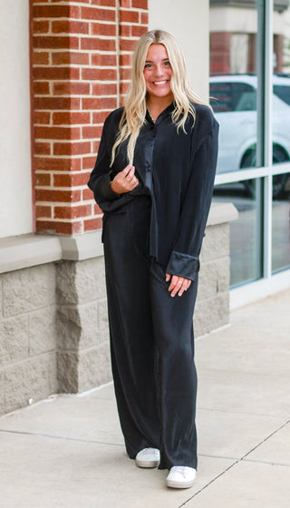 From This Moment Crinkle Top in Black