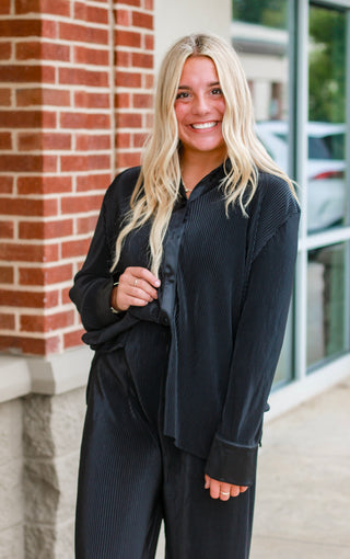 From This Moment Crinkle Top in Black