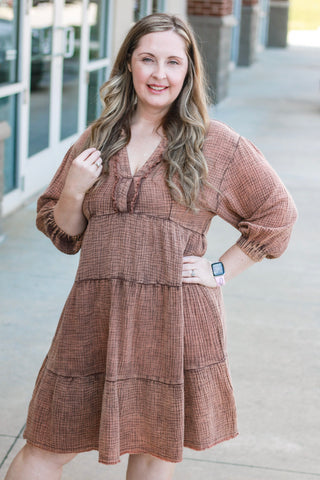Holding Onto Heaven Dress in Chocolate Brown