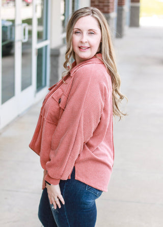 Hanging On to Forever Ribbed Pullover in Cinnamon