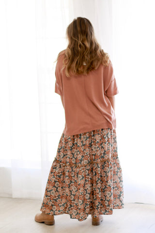 On the Go V Neck Top in Sepia