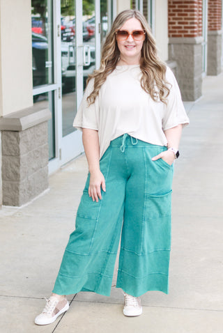 Calling You Out Wide Leg Pants in Teal