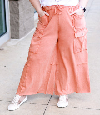 Crazy for You Wide Leg Pants in Faded Rust