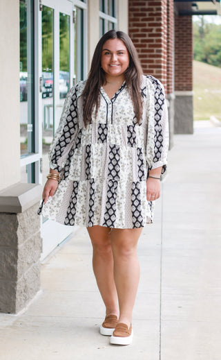 Wild as Her Mixed Print Dress