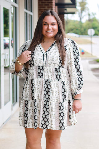 Wild as Her Mixed Print Dress