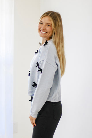 Best of Me Tiny Bow Sweater in Blue