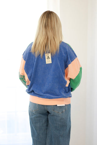 Stitched with Love Colorblock Top in Garden Green