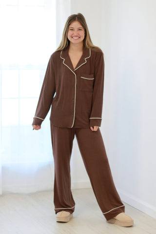 Counting Sheep PJ Set in Brown