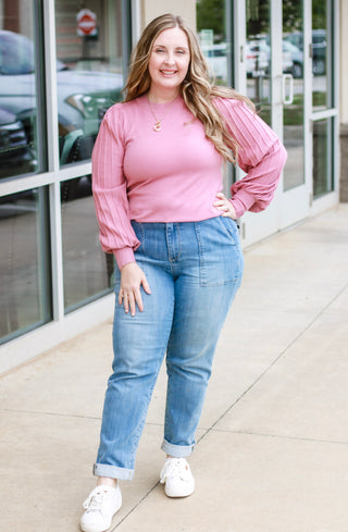 Just a Little Texture Sweater in Rose