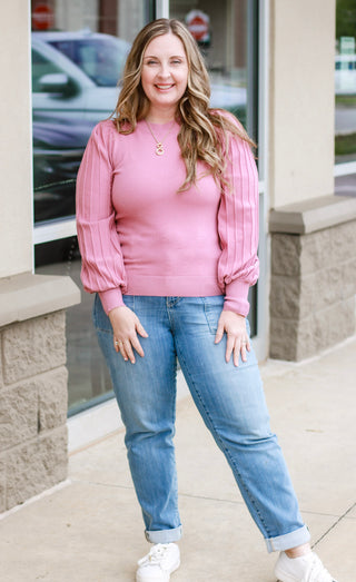 Just a Little Texture Sweater in Rose